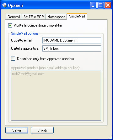  Pannello SimpleMail di MSH2 